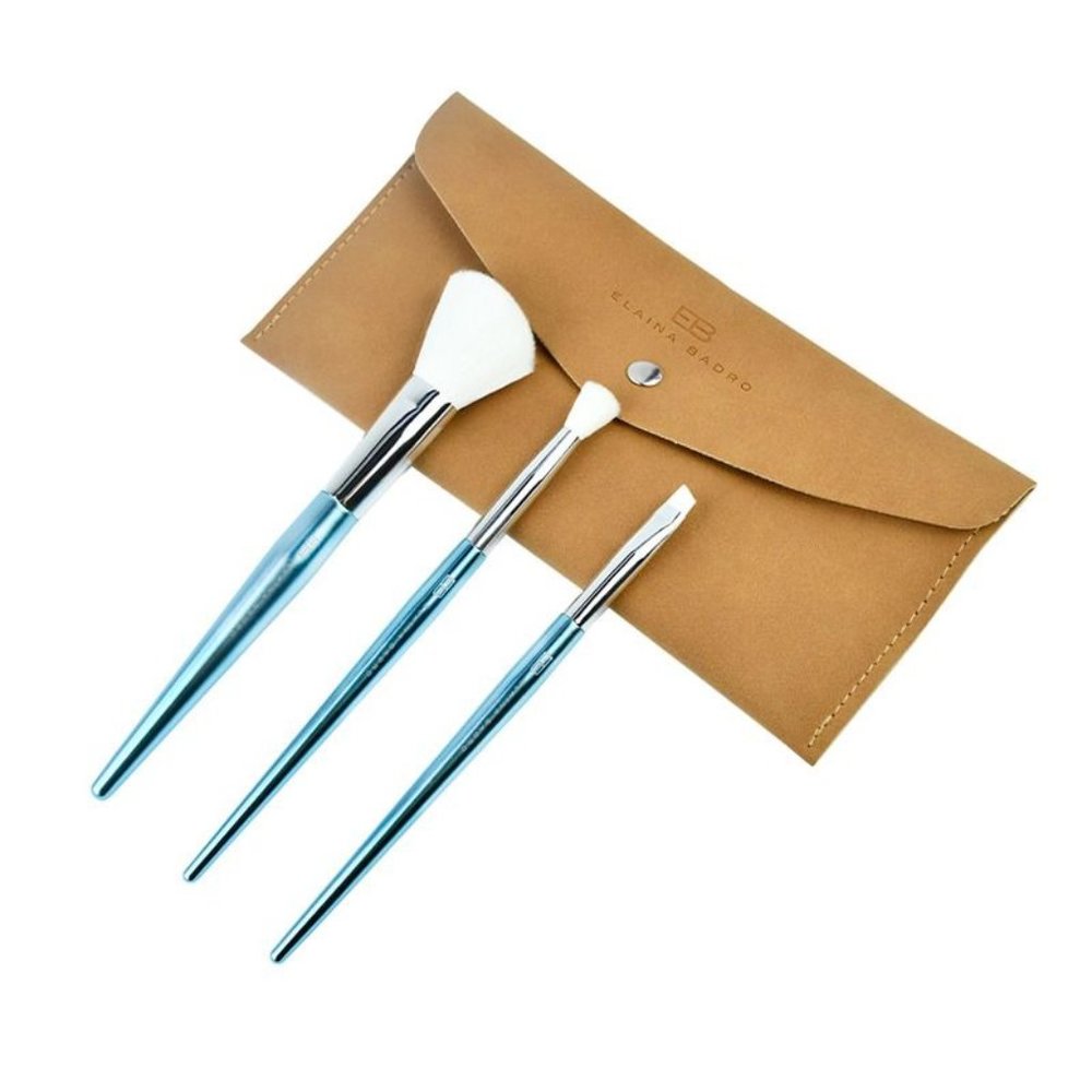 Elaina Badro Baby Blues 3 Piece Makeup Brush Set, New Sealed